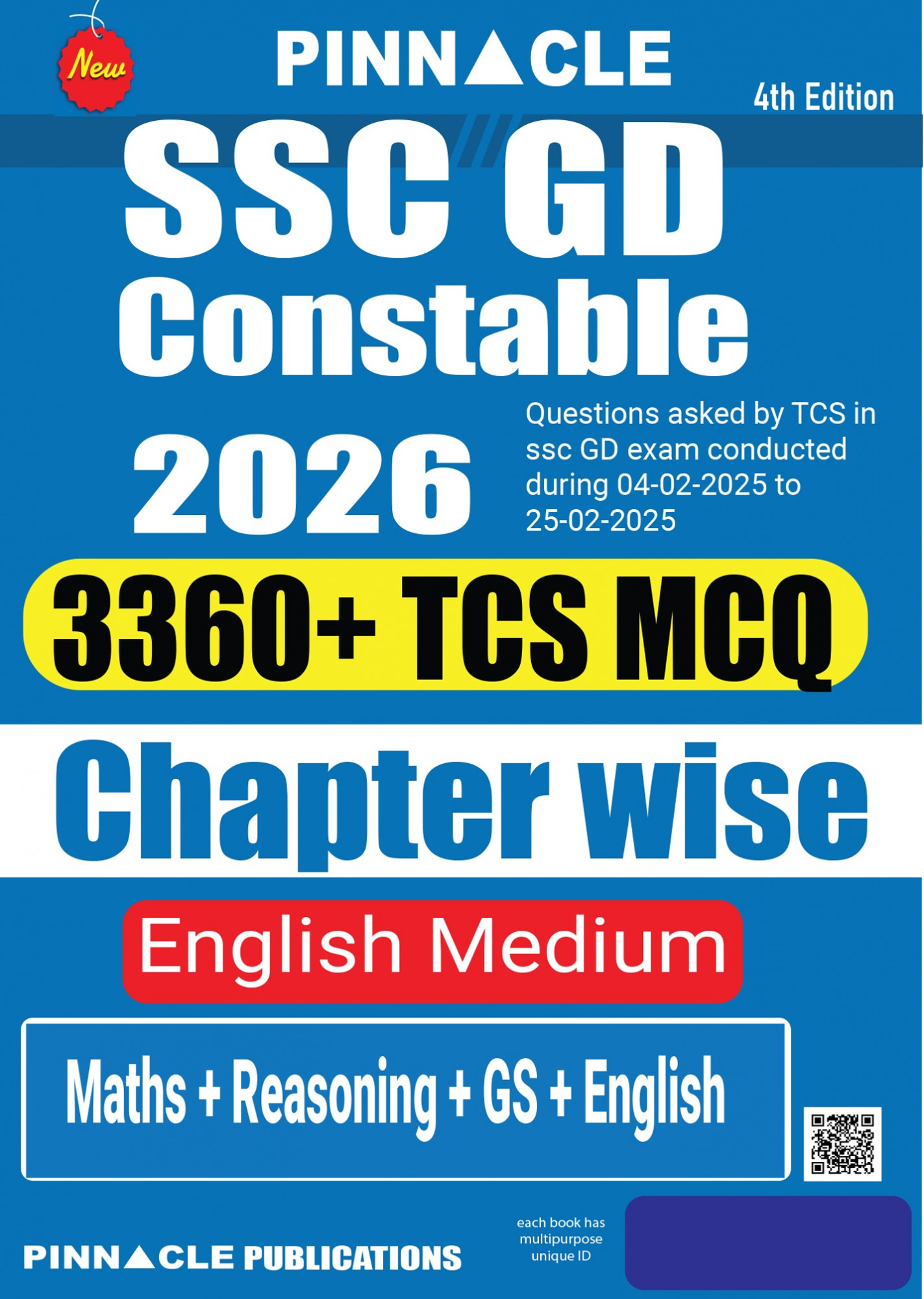 Pinnacle SSC GD Constable 2026 Book 3360+ Chapter-wise MCQ (TCS Asked) Feb 2025 Exam Solved Papers English Medium Latest 4th Edition 2026