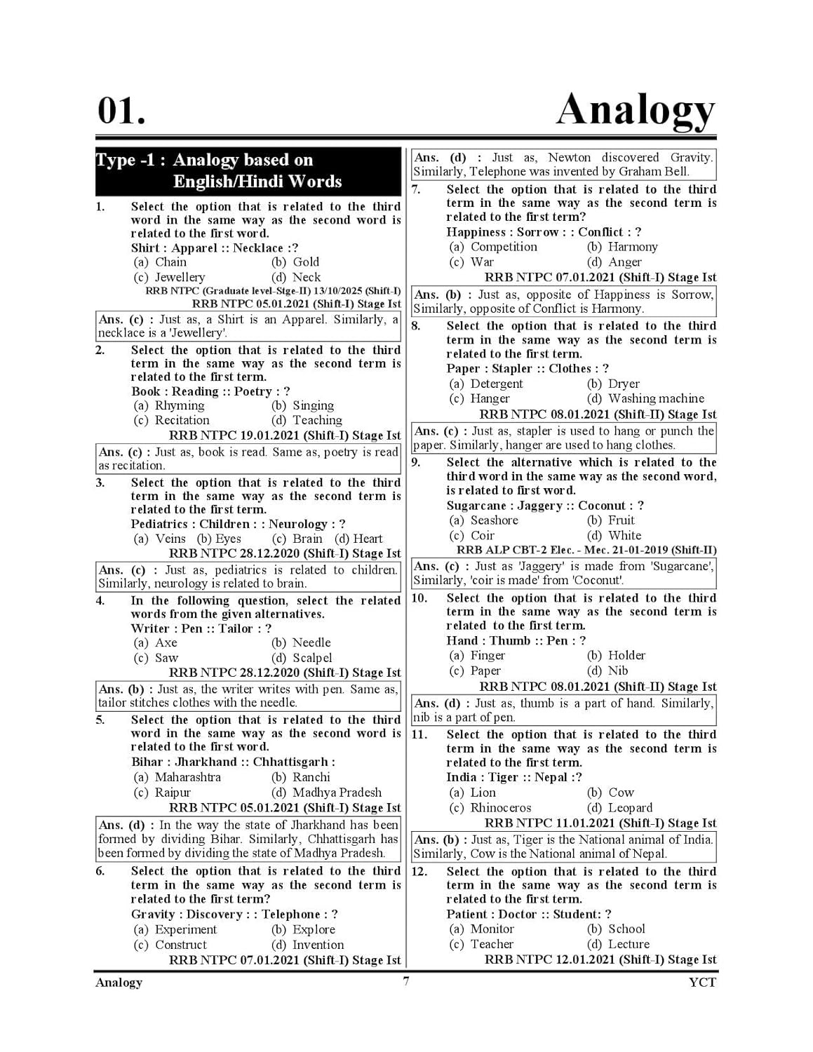 Youth Competition Times RRB Reasoning Solved Paper Book English Medium 22705 Objective Question New Edition 2026-27