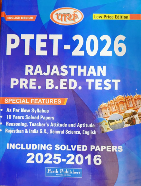 Image of Parth PTET 2026 Rajasthan PRE B ED TEST Including Solved Papers 2025-2016 English Medium