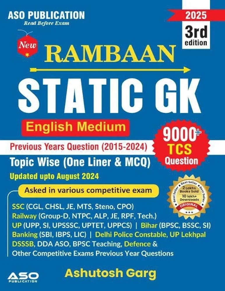 Pinnacle Rambaan Static GK 3rd Edition, English Medium, 9000+ TCS Question, Previous Years Question (2015-2024), Topic Wise (One Liner & MCQ), Updated upto August 2024