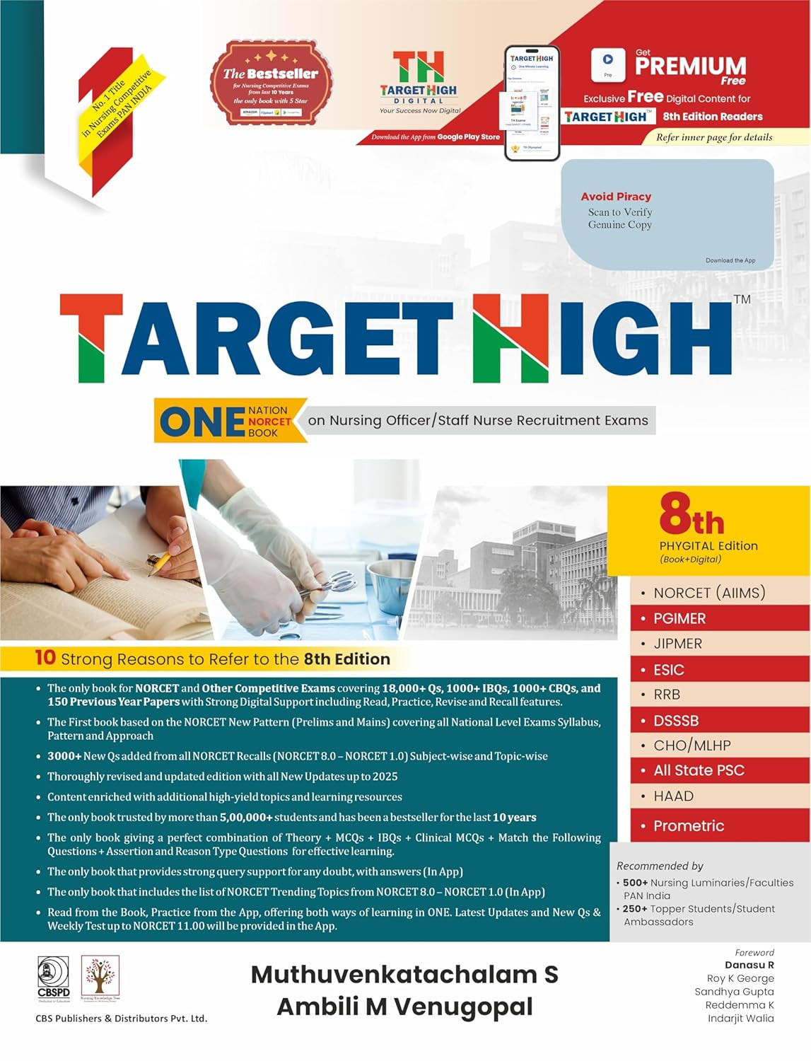 Target High 8th Edition Premium Edition with Add On Booklet FREE - One Nation NORCET Book on Nursing Officer / Staff Nurse Recruitment Exams Coloured Phygital