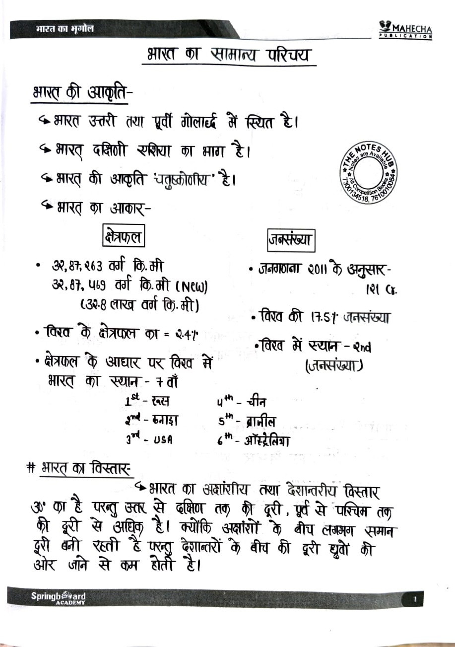 Mahecha Publication Springboard Academy RAS Foundation Bharat Ka Bhugol  (Indian Geography) New Edition 2025