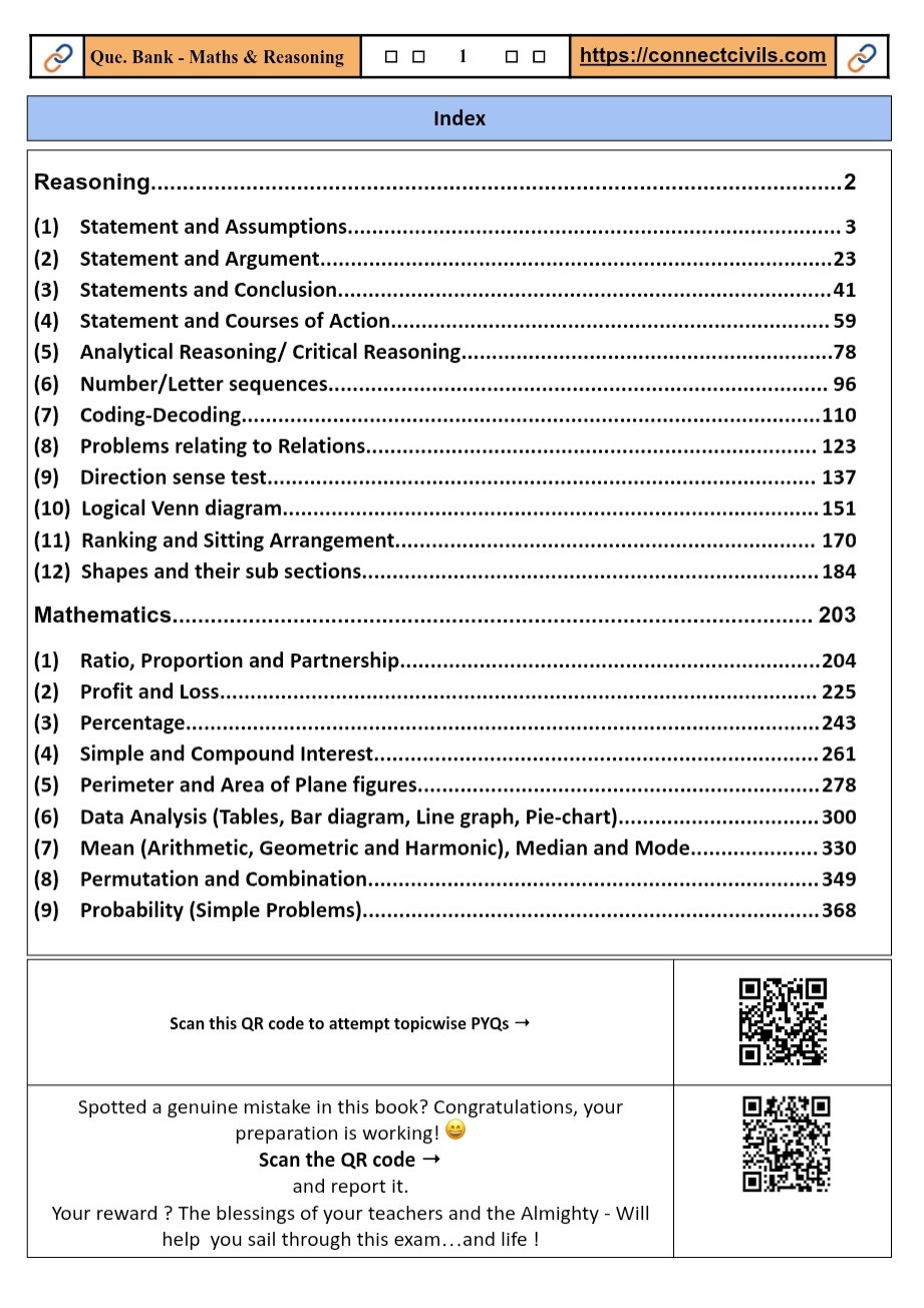 Connect Civils Maths and Reasoning Question Bank English Medium 1000+ Questions and Solutions New Edition 2026