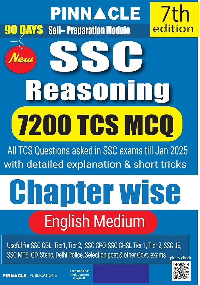 Pinnacle SSC Reasoning 7200 TCS MCQ Chapter Wise By Baljit Dhaka (English Medium)