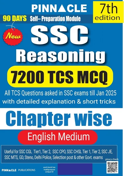 Image of Pinnacle SSC Reasoning 7200 TCS MCQ Chapter Wise By Baljit Dhaka (English Medium)