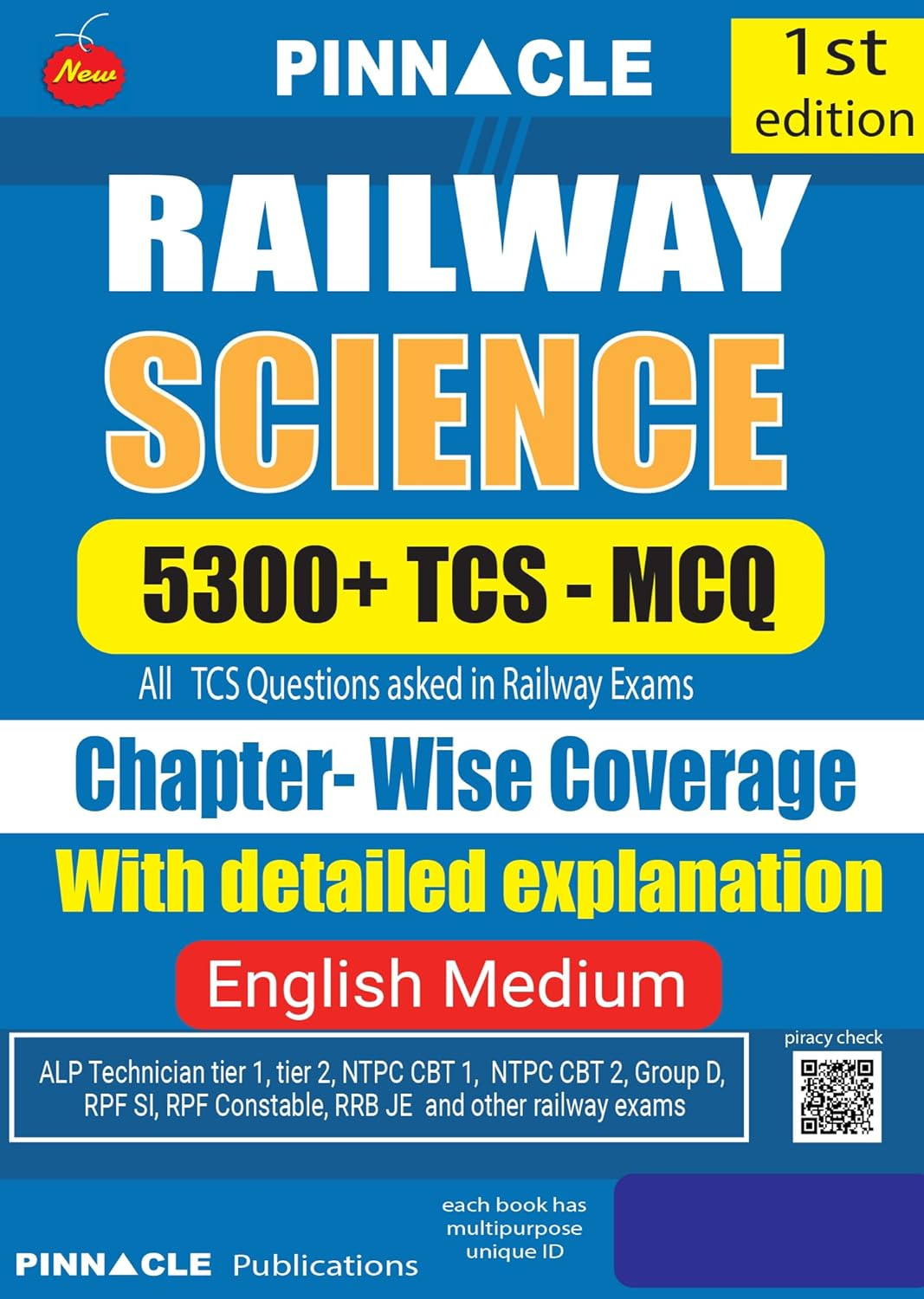 Pinnacle Railway Science 5300 TCS MCQ Chapter wise Coverage | All Latest Question asked in Railway Exams with detailed explanation & short tricks | Railway | ALP | Technician | NTPC | Group D | RRB JE | RPF For 2024 railway exams | English medium