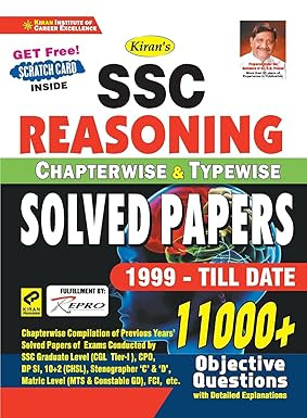 Kiran Publication Ssc Reasoning Chapterwise And Typewise Solved Papers 1999-Till Date 11000+ Objective Questions (English Medium)