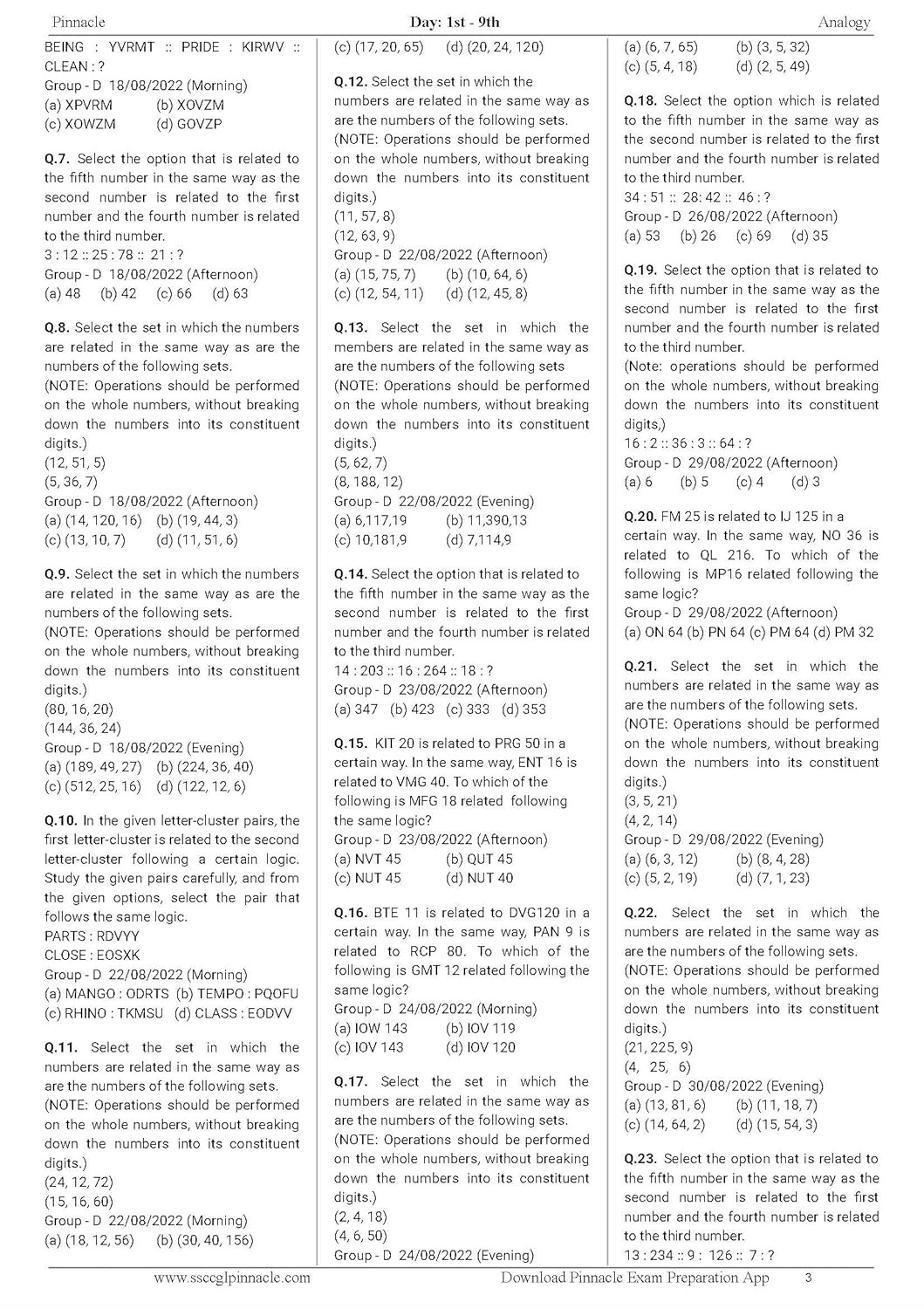 Pinnacle Railway Reasoning 6300 TCS MCQ Chapter wise Coverage | All Latest Question asked in Railway Exams with detailed explanation & short tricks | Railway | ALP | Technician | NTPC | Group D | RRB JE | RPF For 2024 railway exams | English medium