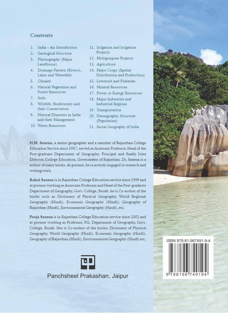 Panchsheel Prakashan Geography of India By y H M Saxena, Rahul Saxena, and Pooja Saxena