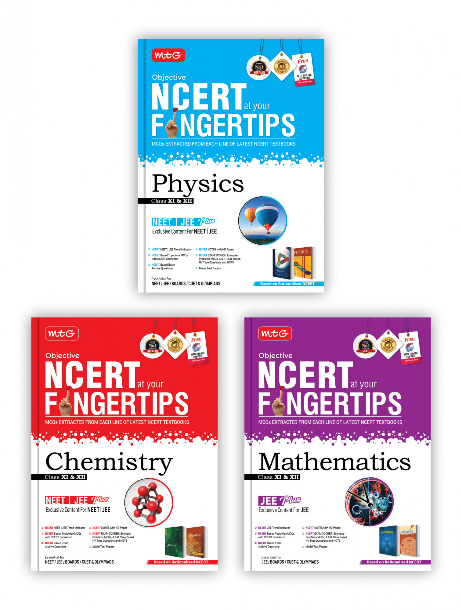 MTG JEE NCERT FINGERTIPS Physics Chemistry and Mathematics (Based on NCERT Latest Pattern For 2025 Exam) With Objective NCERT Chapter Wise 100+ Questions