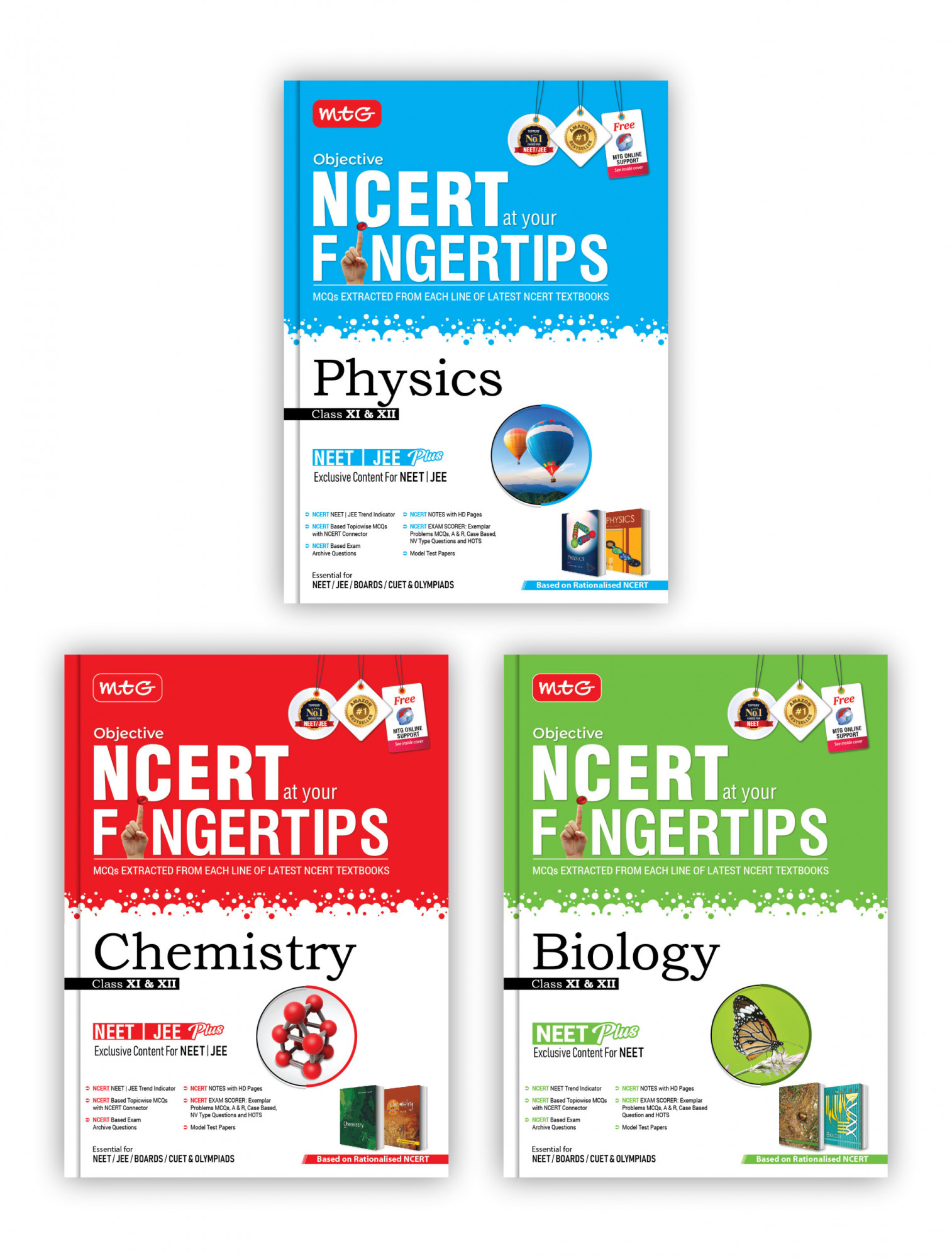 MTG NEET NCERT FINGERTIPS Physics Chemistry and Biology (Based on NCERT Latest Pattern For 2025 Exam) With Objective NCERT Chapter Wise 100+ Questions