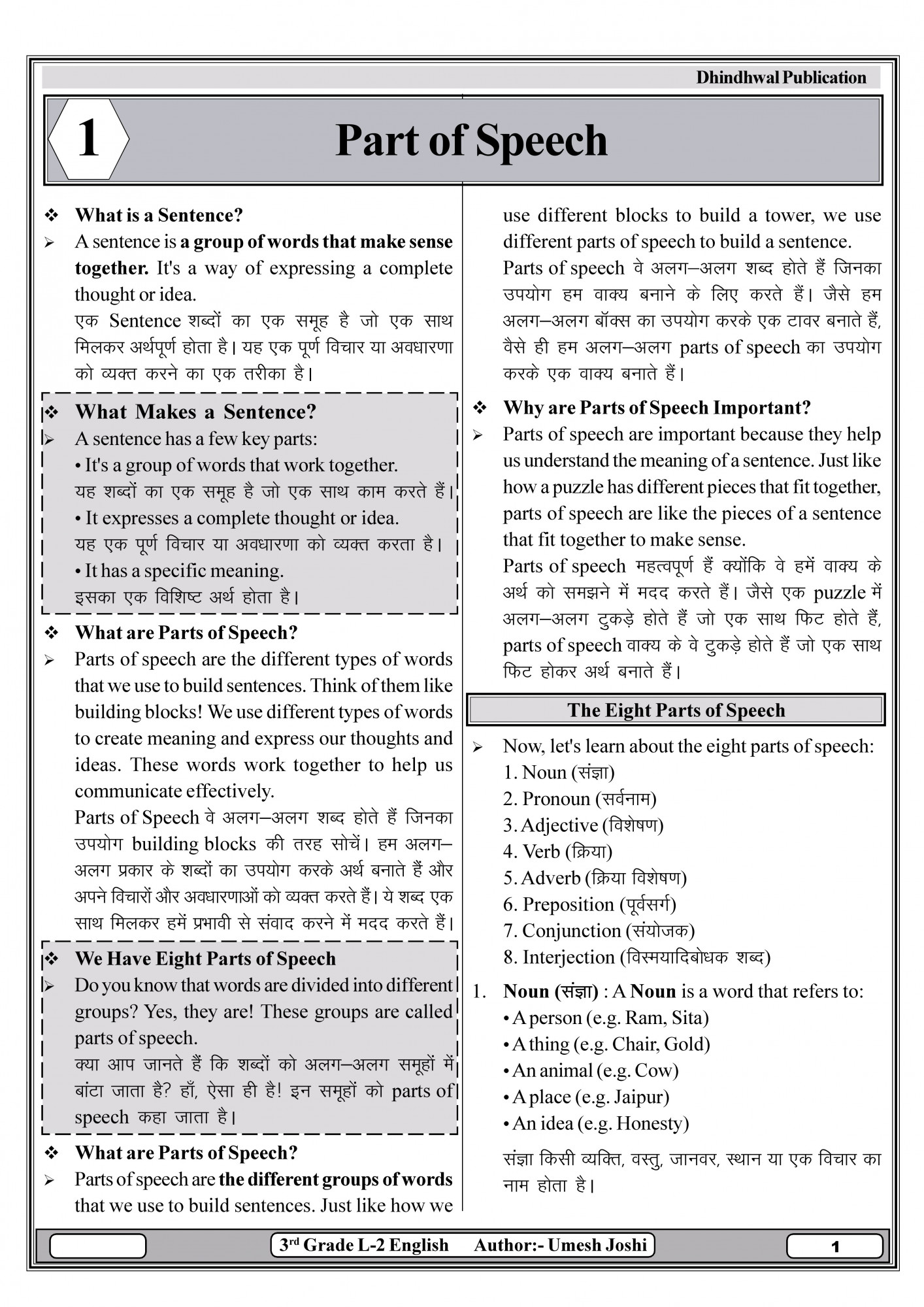 Dhindhwal Publication REET 3rd Third Grade Level 2 English For 120 Marks By Umesh Joshi