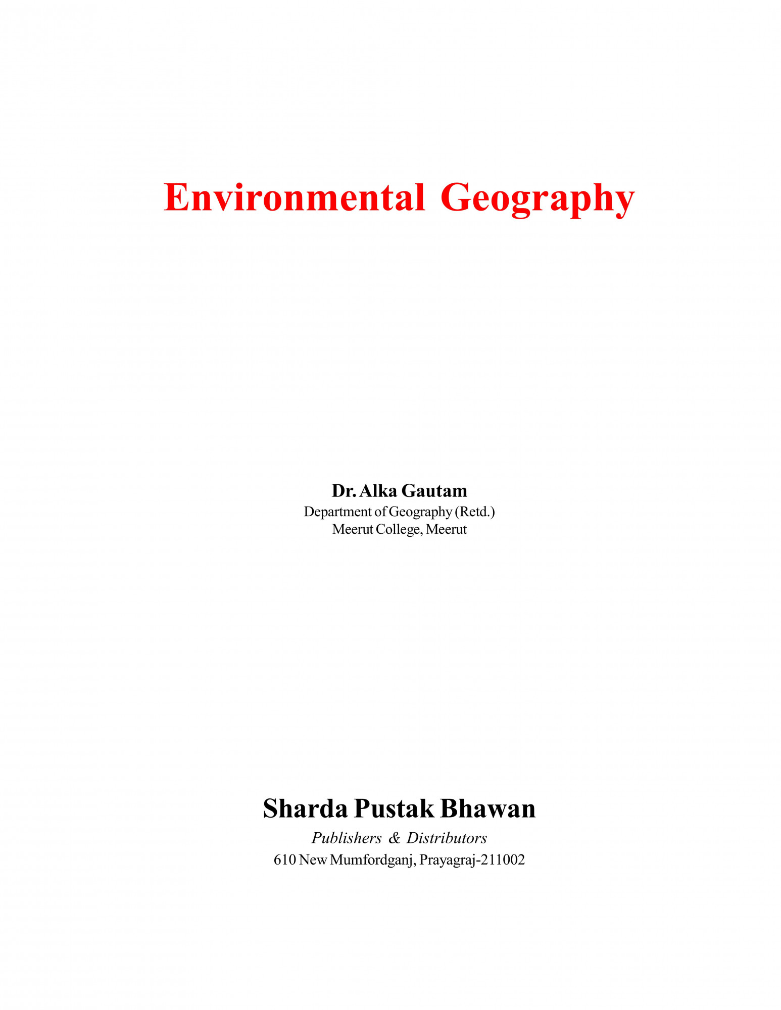 Sharda Pustak Bhawan World Geography By Dr Alka Gautam