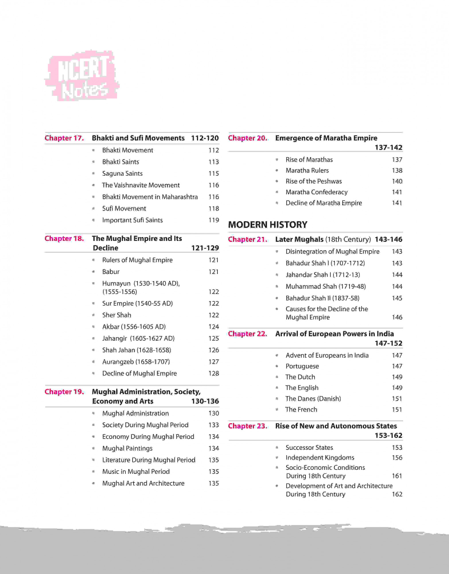 Arihant NCERT Notes Indian History (Class 6-12) | 2nd Revised Edition | For UPSC and Other Competitive Exams | English Medium