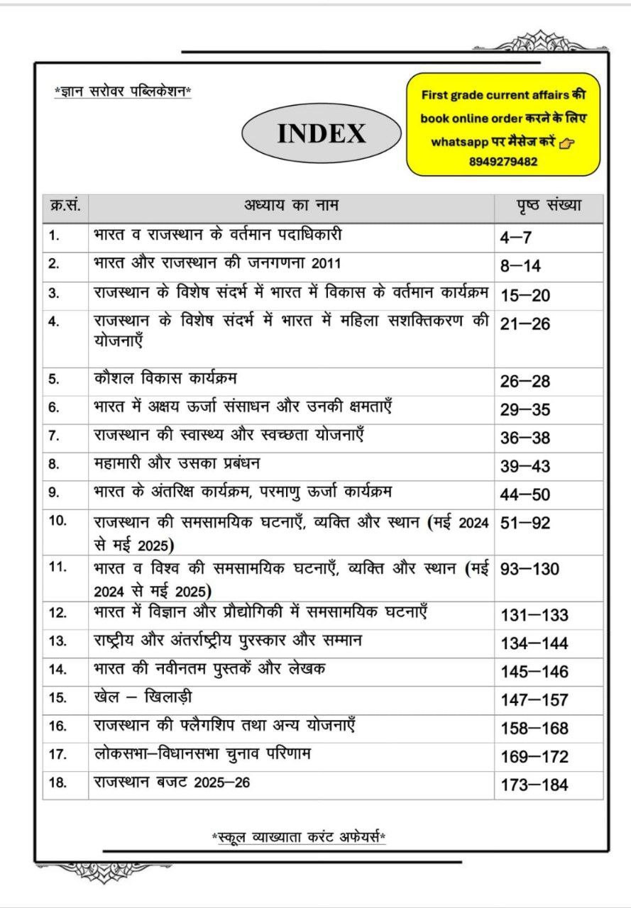 Gyan Sarovar Publication 1st First Grade Current Affairs Visheshank Antarrashtriya, Rashtriya, Rajasthan By Ravi Kulriya, Er. Shehjad Gori