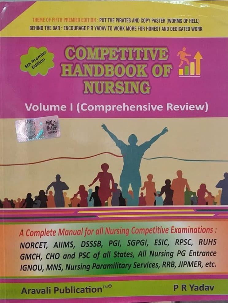 Aravali Publication PR Yadav Competitive Handbook of Nursing Vol 1 5th Edition latest (English Only, 5th Edition)
