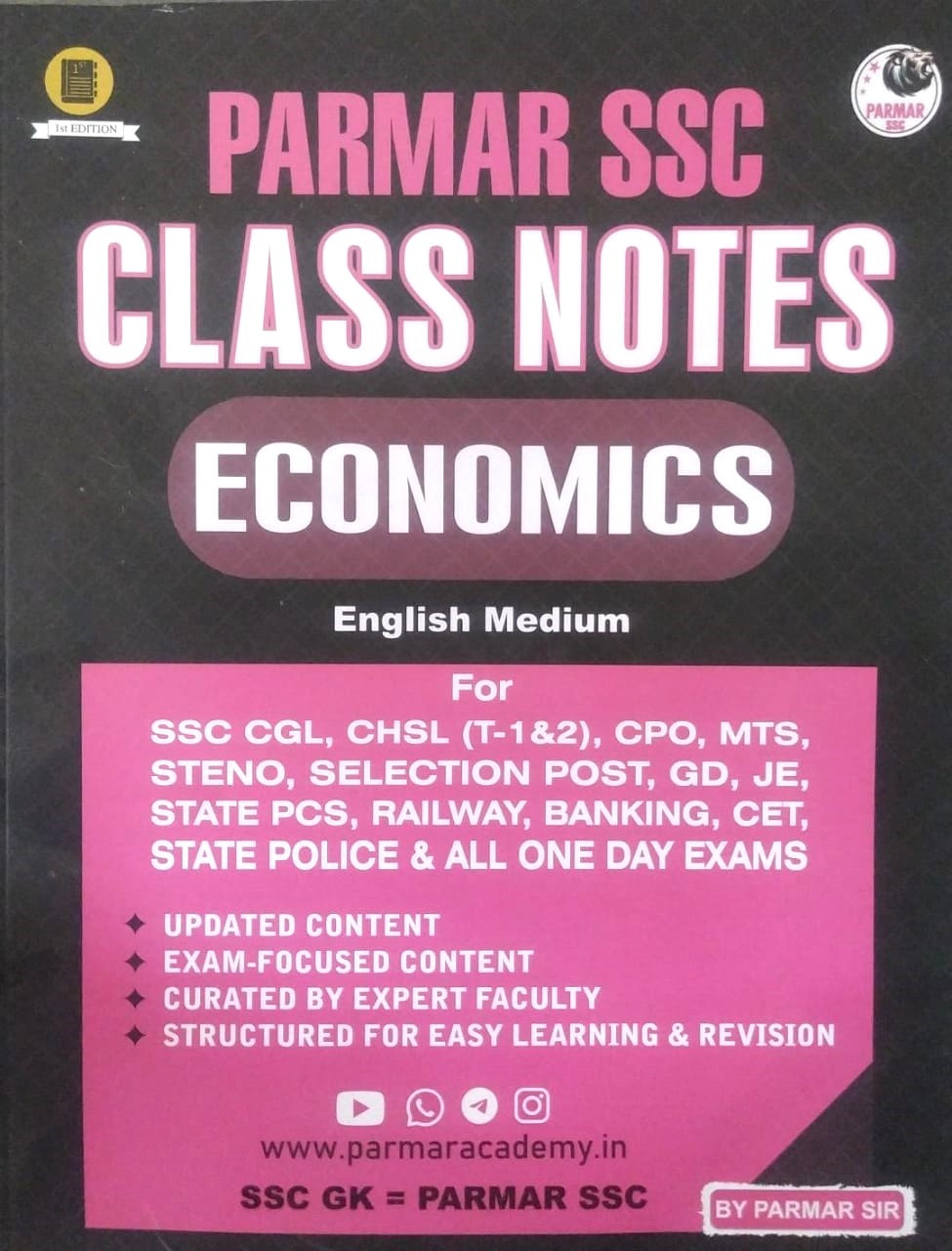 PARMAR SSC Class Notes ECONOMICS By PARMAR SIR Useful For SSC CGL CHSL CPO MTS ALL SSC POST New Edition (English Medium)