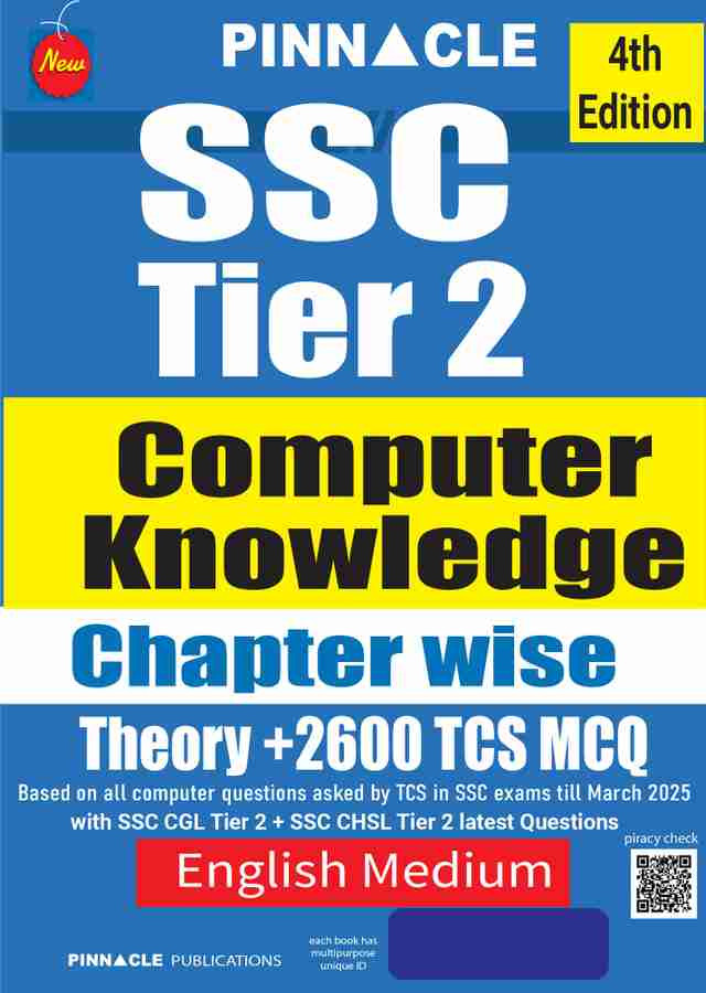 Pinnacle SSC Tier 2 computer knowledge 4th edition chapter wise theory + 2600 TCS MCQ English Medium