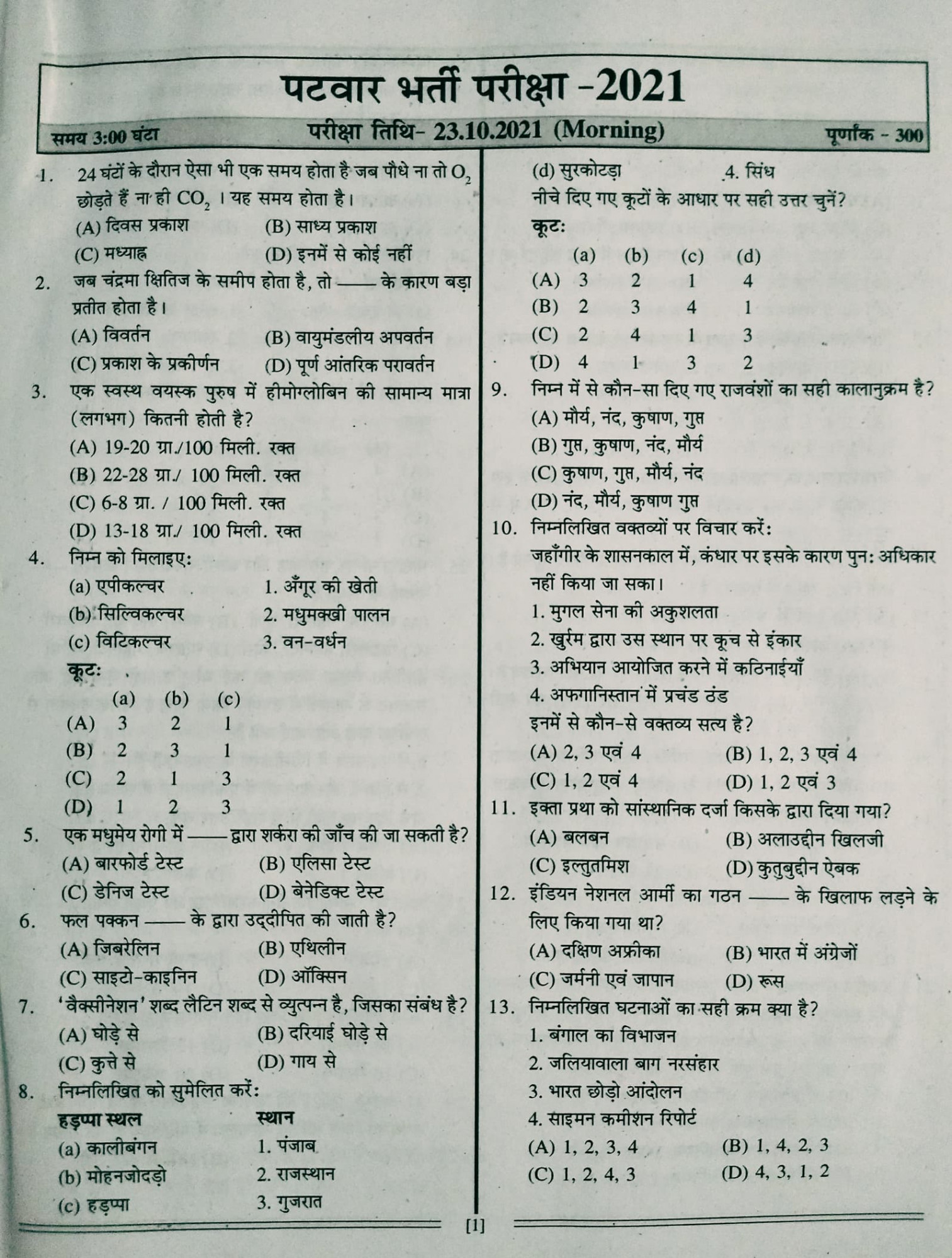 Sristhi RSSB Rajasthan Patwar Previous Year Solved Paper