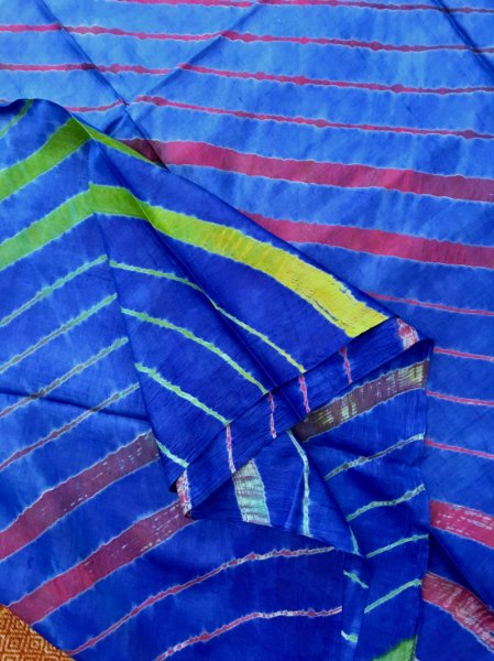 Handmade Tussar Silk Leheriya Saree