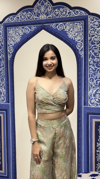 Crop Top Plazzo With Jacket