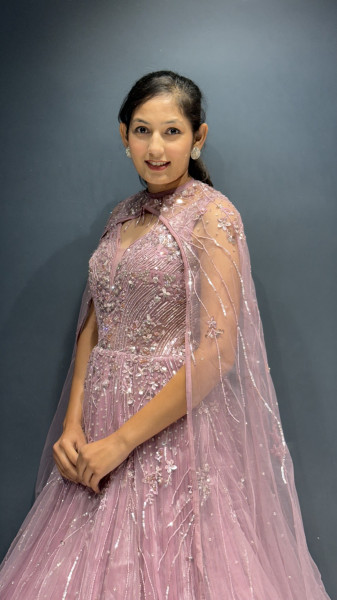 Ball Gown / Reception Gown with Integrated Drape