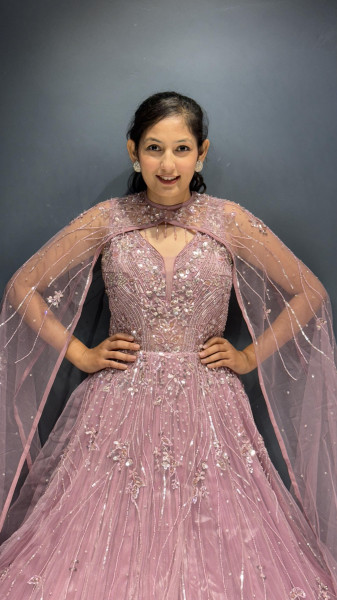 Ball Gown / Reception Gown with Integrated Drape