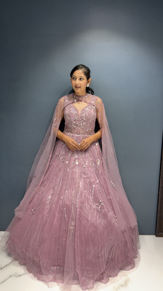 Ball Gown / Reception Gown with Integrated Drape