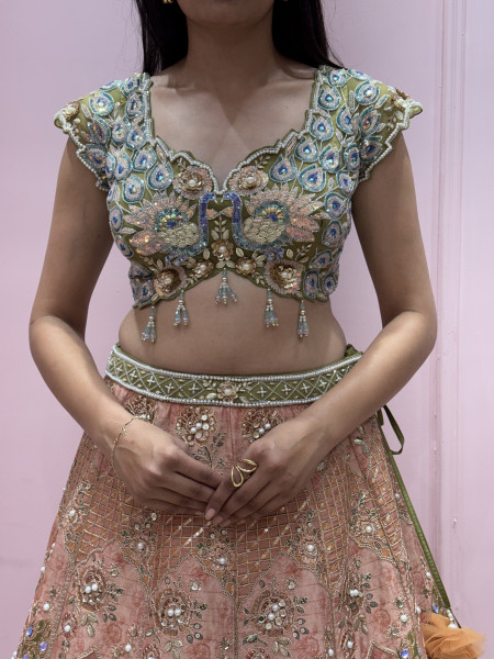 Lehenga with mor blouse