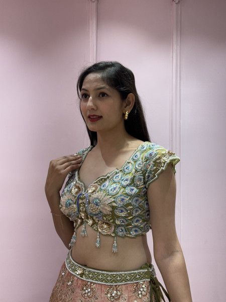 Lehenga with mor blouse