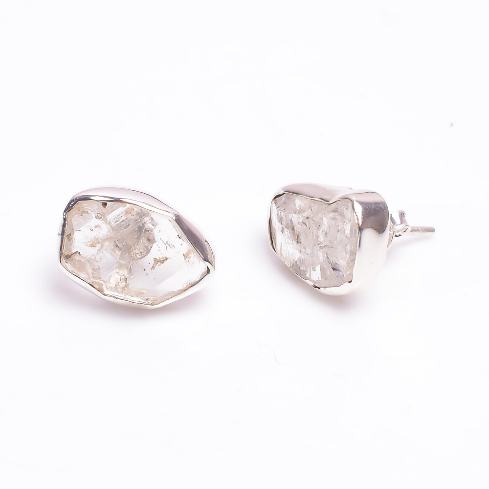 Image of Raw Herkimer Diamond 925 Sterling Silver Stud Earrings