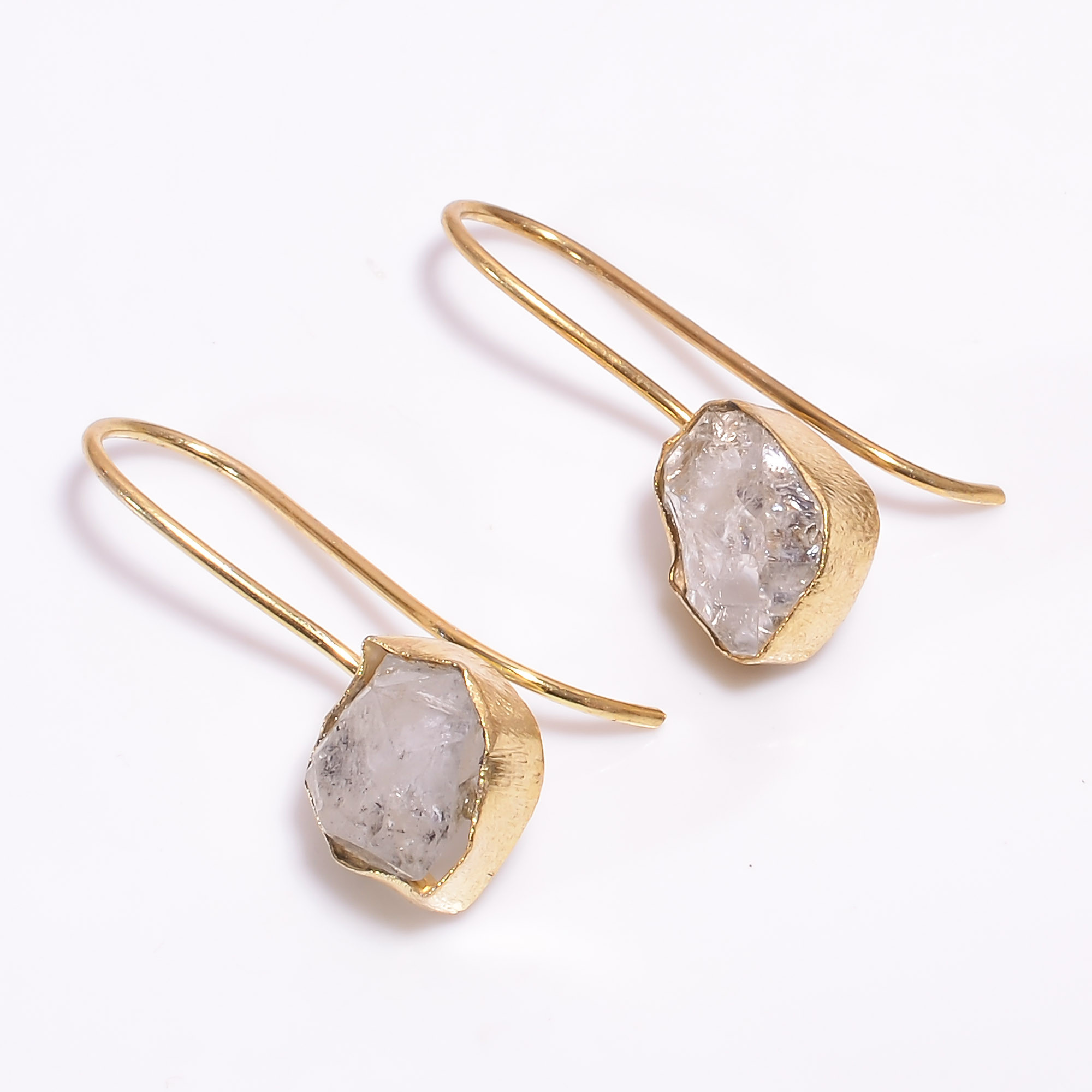 18K Gold Plated Earrings Natural Herkimer Diamond Earrings