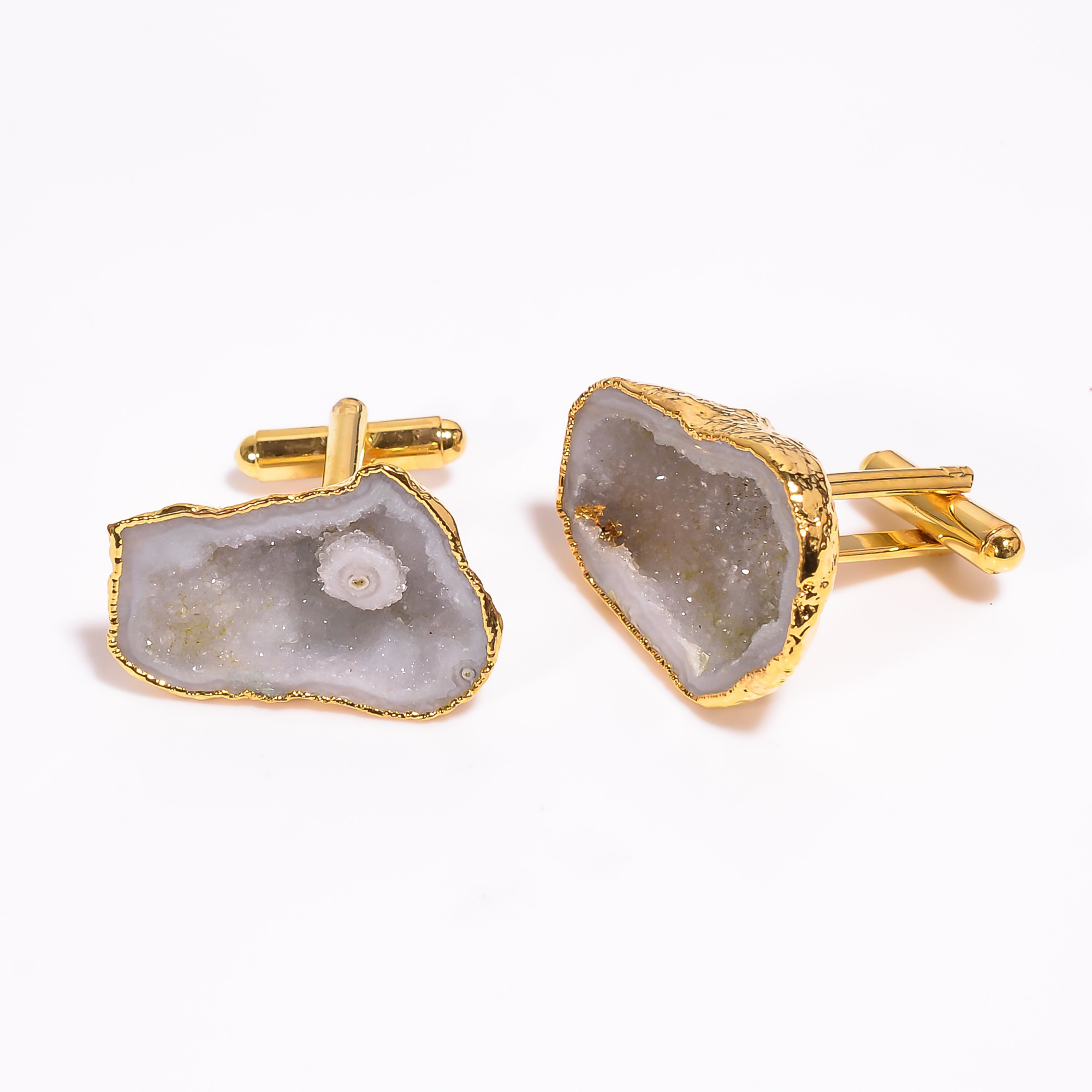 18K Gold Plated Brass Druzy Cufflink