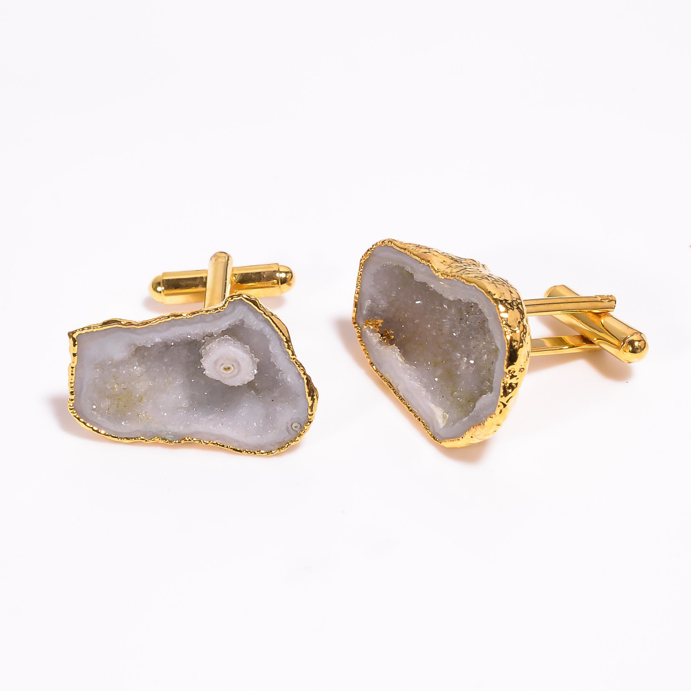 Image of 18K Gold Plated Brass Druzy Cufflink