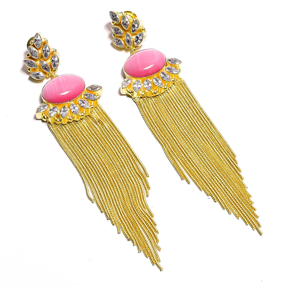 18K Gold Plated Earrings Monalisa Cubic Zirconia Gemstone Earrings