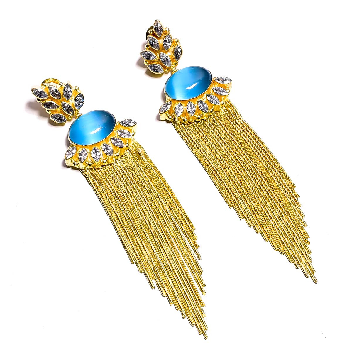 18K Gold Plated Earrings Monalisa Cubic Zirconia Gemstone Earrings