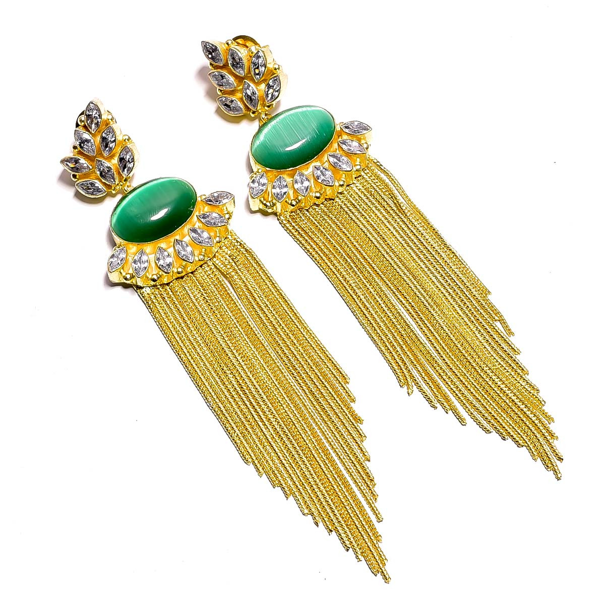 18K Gold Plated Earrings Monalisa Cubic Zirconia Gemstone Earrings