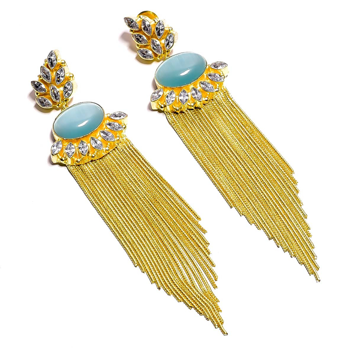 18K Gold Plated Earrings Monalisa Cubic Zirconia Gemstone Earrings