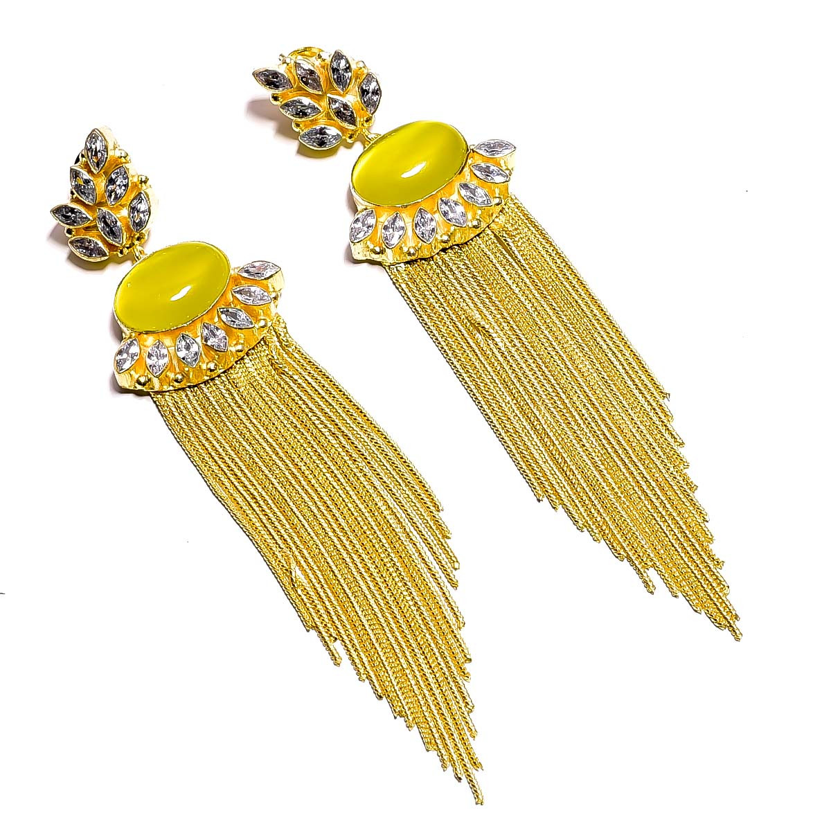 18K Gold Plated Earrings Monalisa Cubic Zirconia Gemstone Earrings