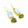 18K Gold Plated Earrings Natural Raw Amazonite Peridot Gemstone Earrings
