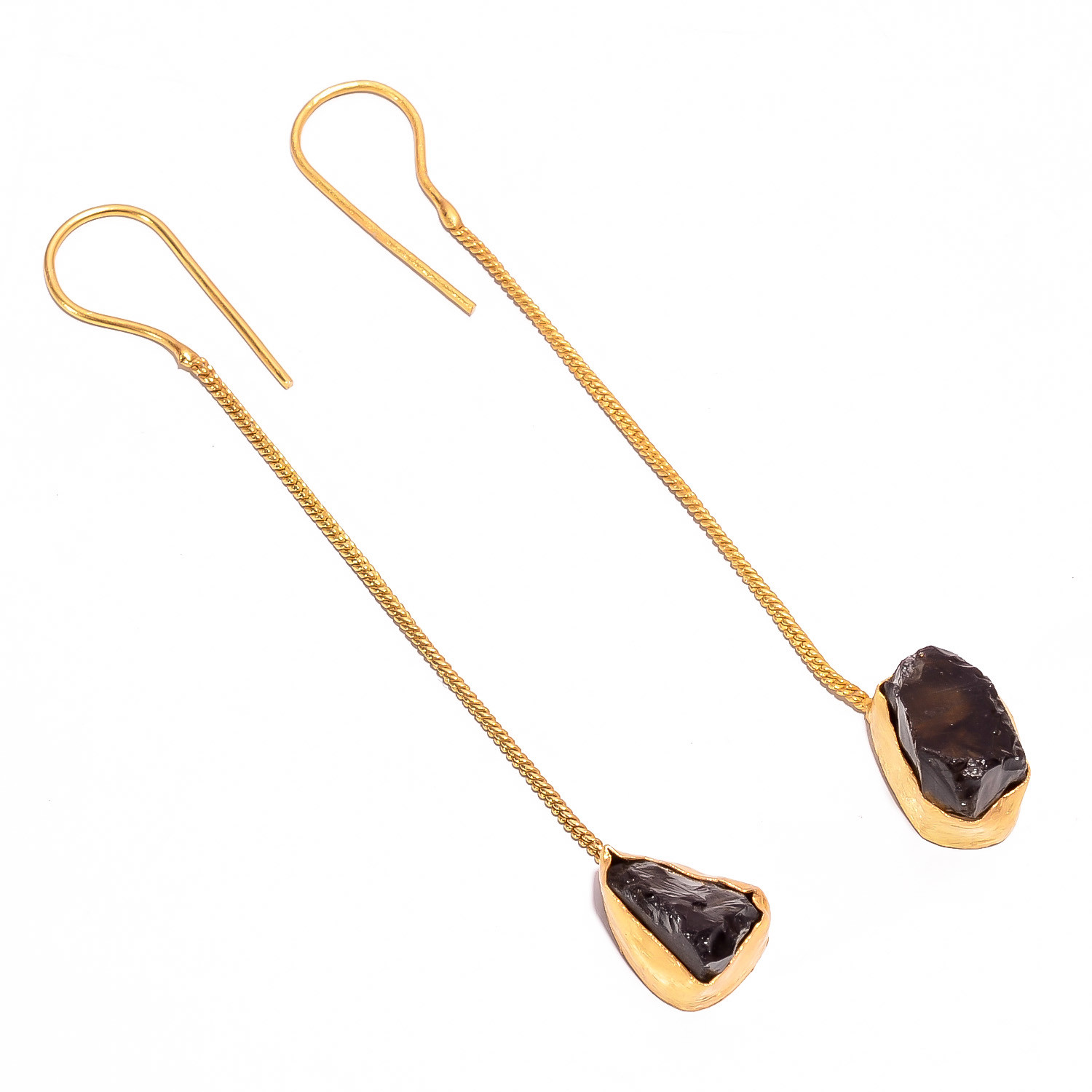18K Gold Plated Earrings Natural Rough Garnet Gemstone Earrings