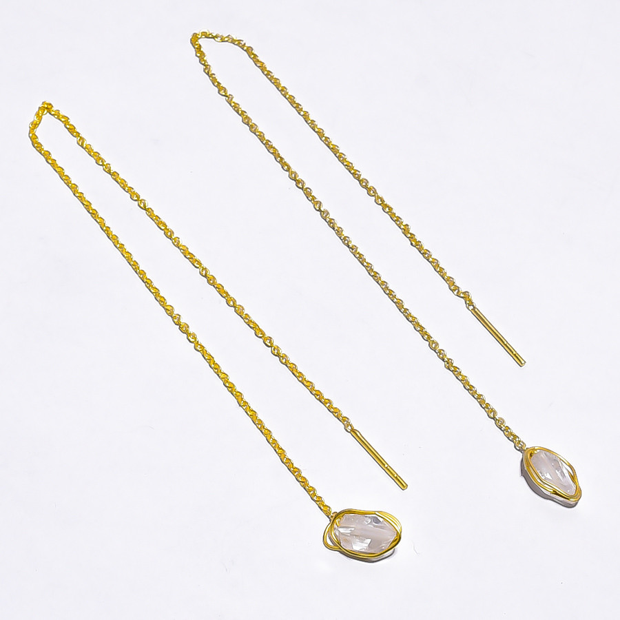 18K Gold Plated Earrings Natural Rough Herkimer Diamond Earrings