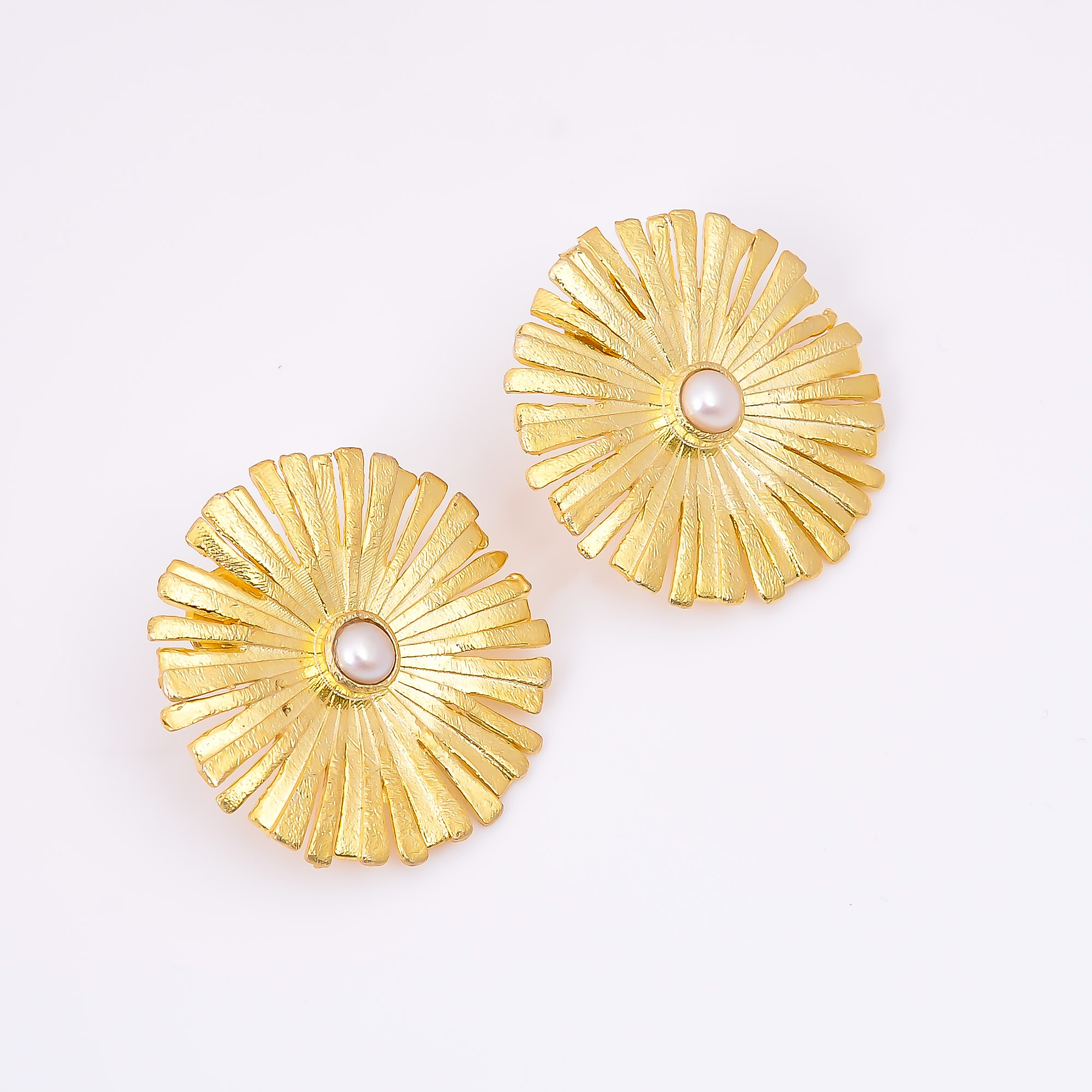 18K Gold Plated Earrings Natural Rough Pearl Gemstone Earrings