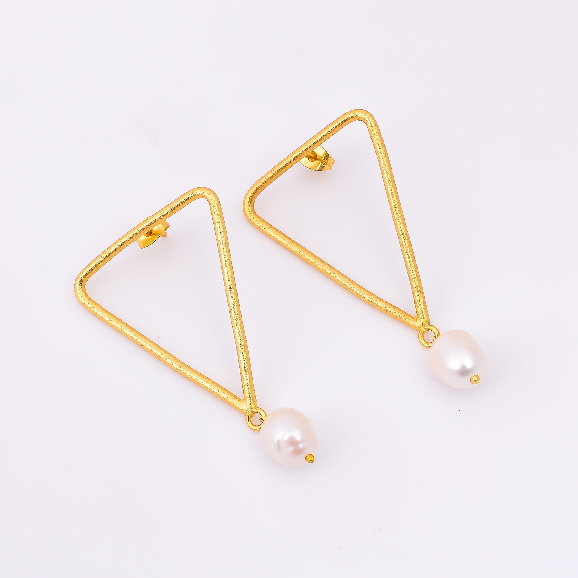 18K Gold Plated Earrings Natural Rough Pearl Gemstone Earrings