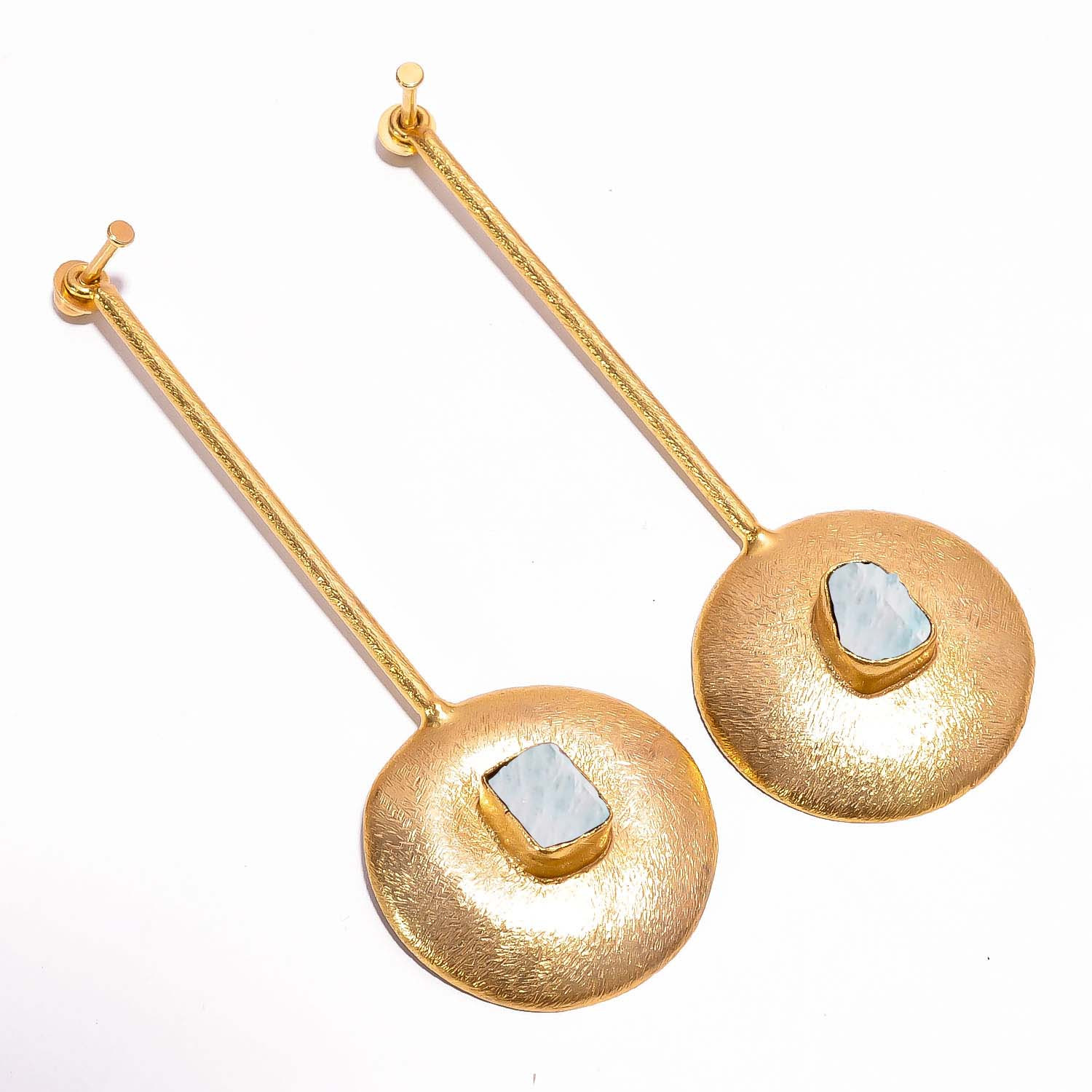 18K Gold Plated Earrings Natural Rough Amazonite Gemstone Earrings