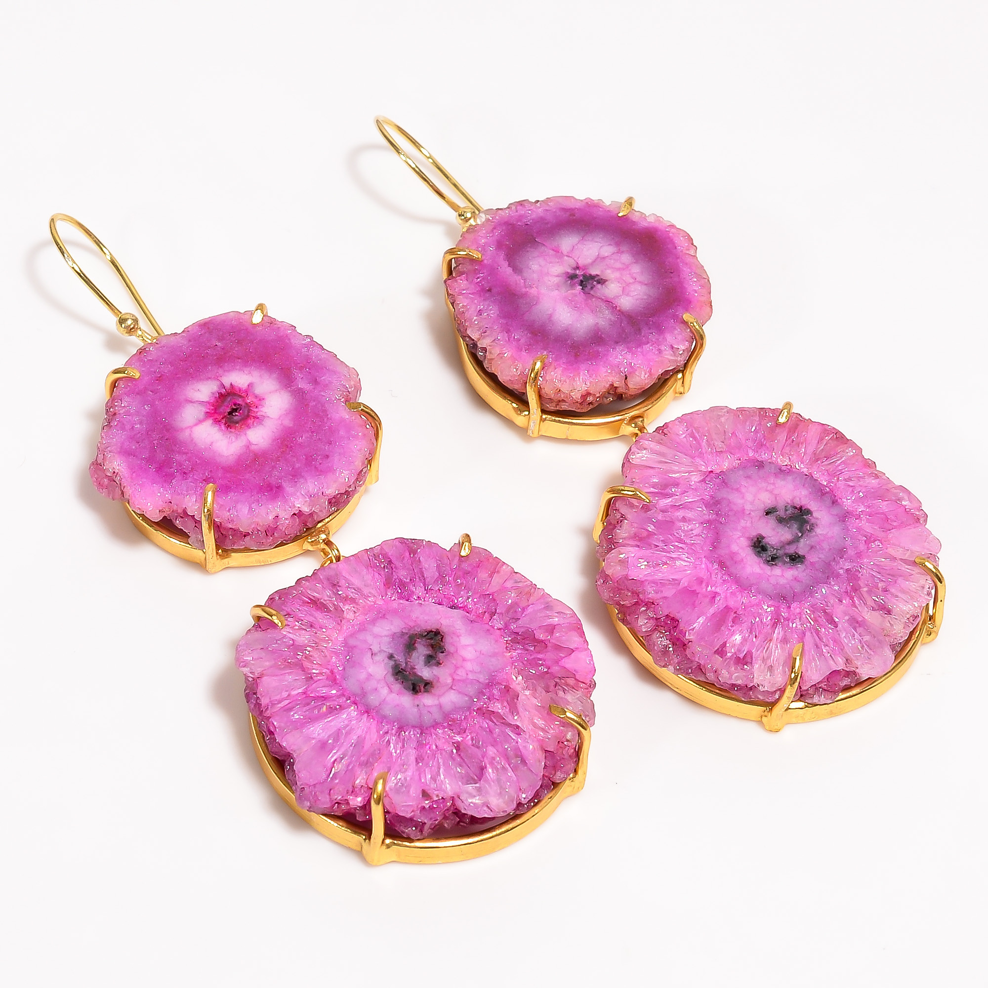 18K Gold Plated Earrings Natural Rough Druzy Gemstone Earrings