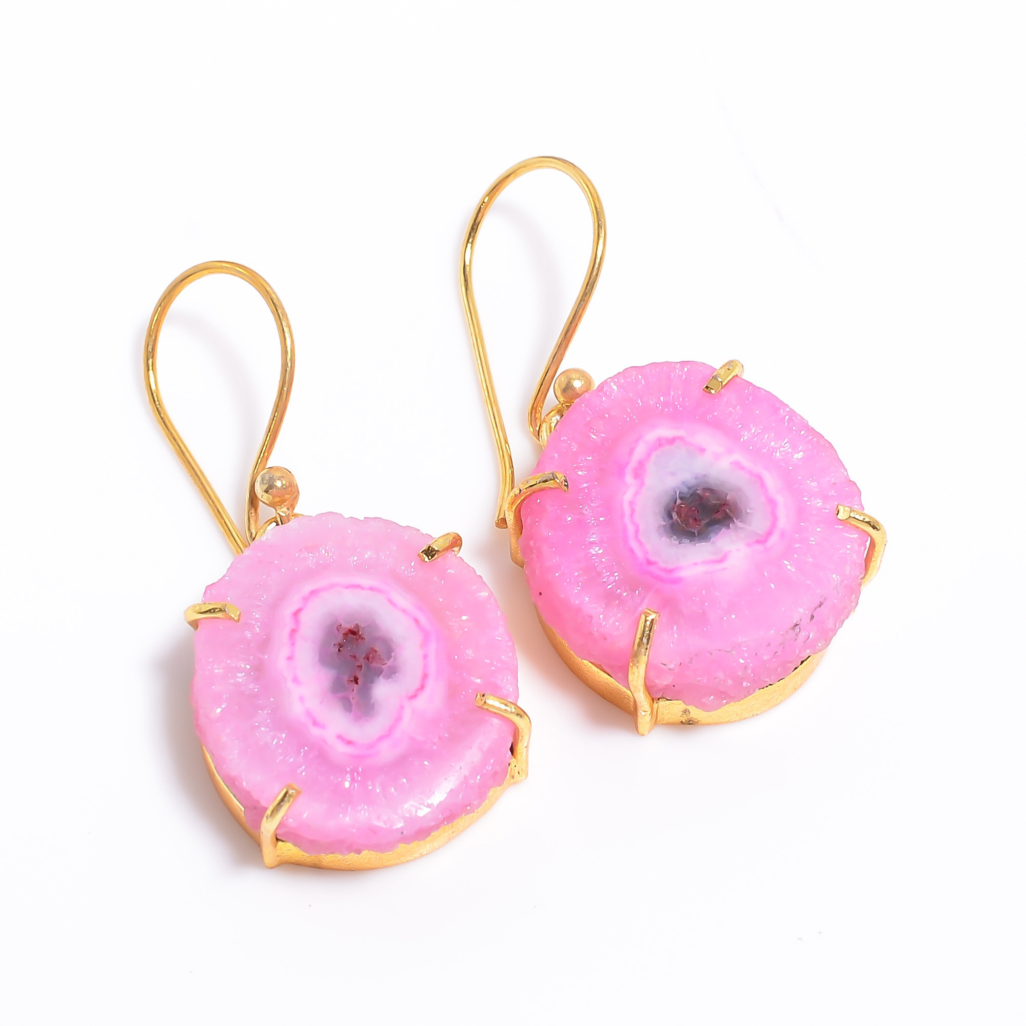 18K Gold Plated Earrings Natural Rough Druzy Gemstone Earrings