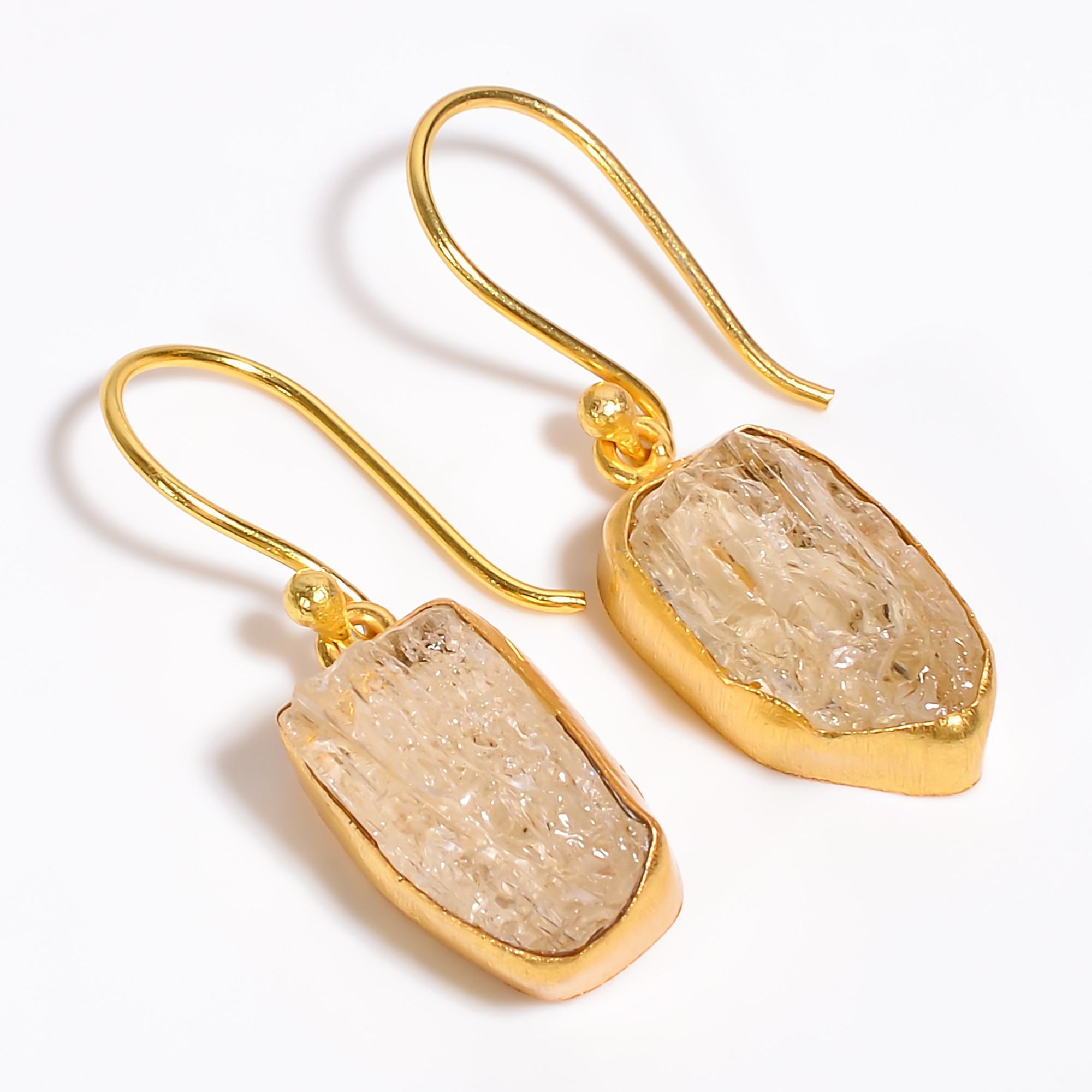 18K Gold Plated Earrings Natural Rough Scapolite Gemstone Earrings