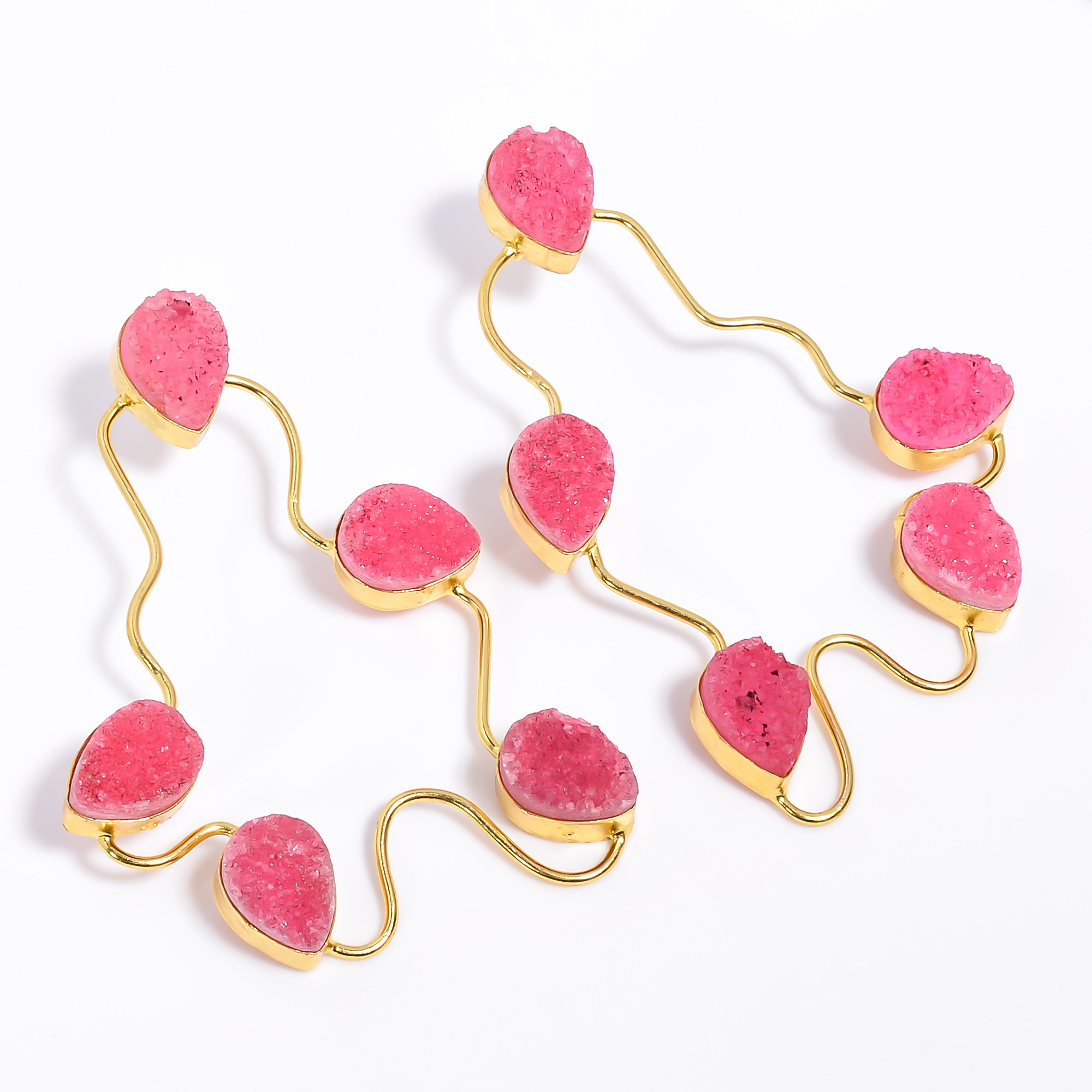 18K Gold Plated Earrings Druzy Gemstone Fashion Earrings