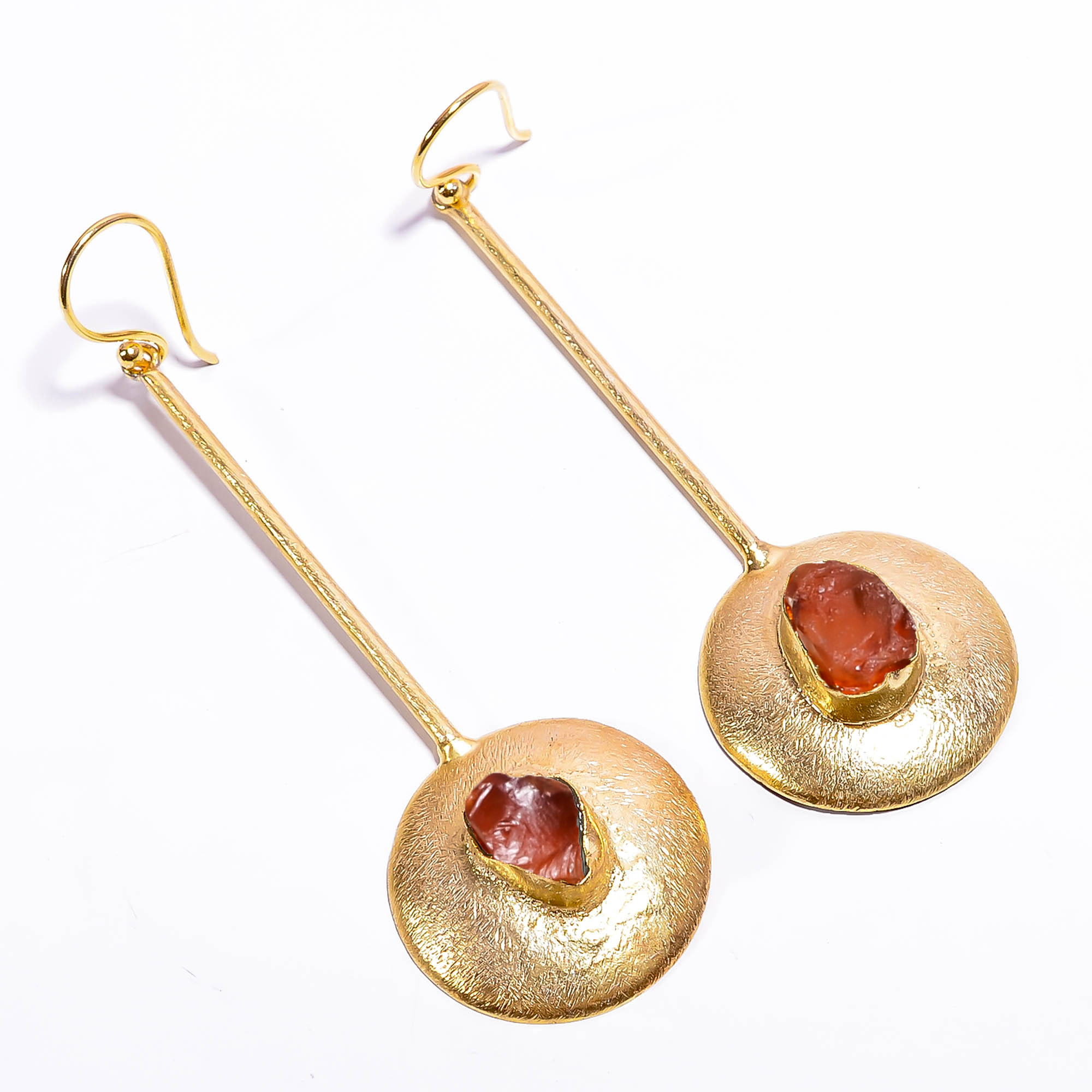 18K Gold Plated Earrings Natural Rough Carnelian Gemstone Earrings